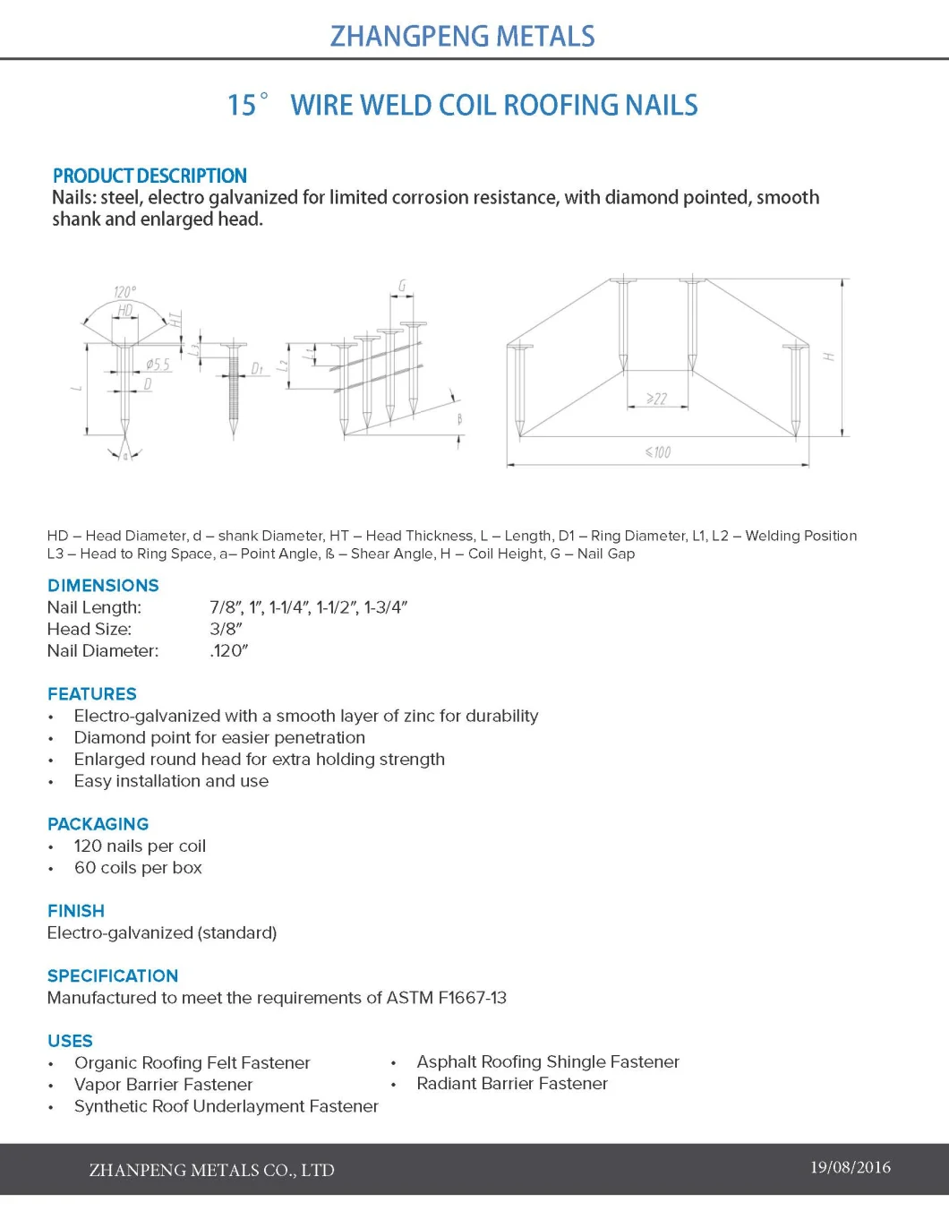 15 Degree Pneumatic Nail Galvanized Pallet Roofing Common Nail